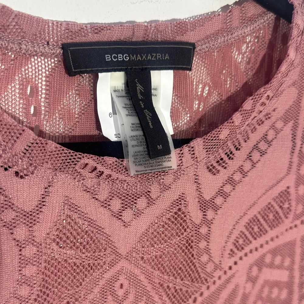 BCBGMaxAzria Dusty Rose Patterned Lace Top - Picture 2 of 6